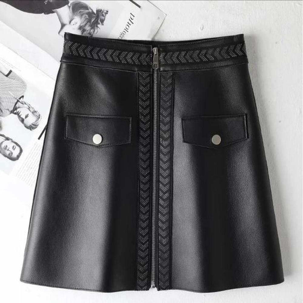 winter fashion casual plus size womens leather mini skirt