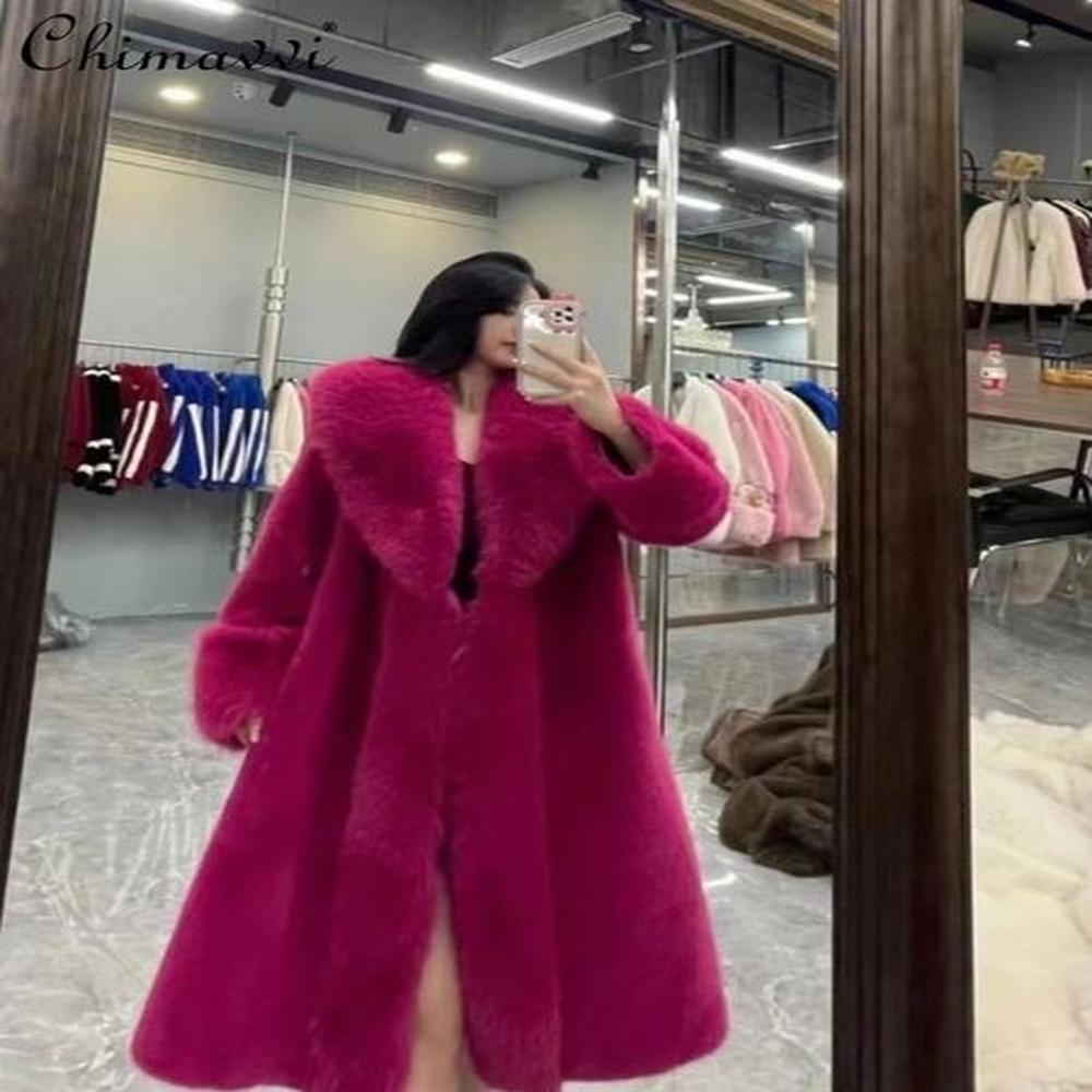 winter fashion fur coat womens high end medium length fox