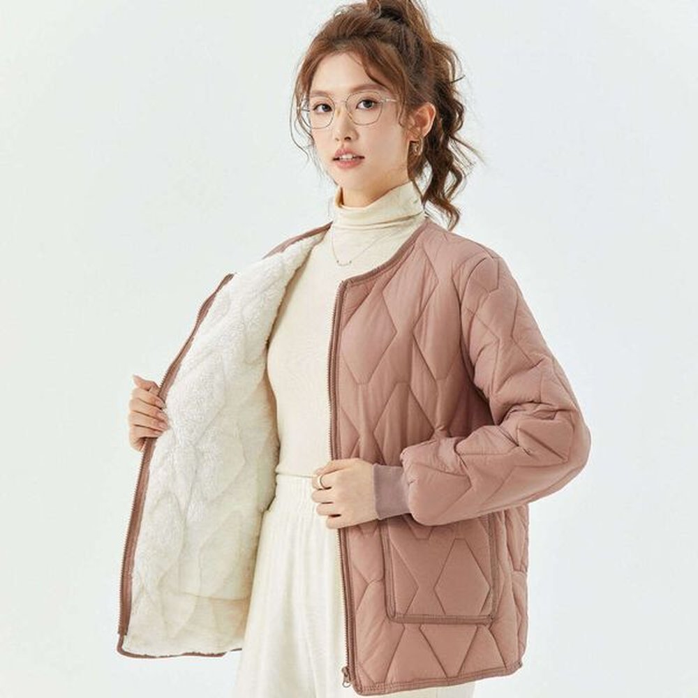 winter fat increase thickening velvet zipper warm long sleeve womens