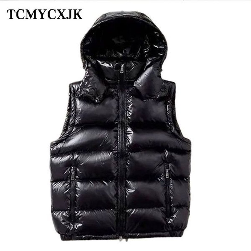 winter feather jacket woman vest thick fashion womens hooded short