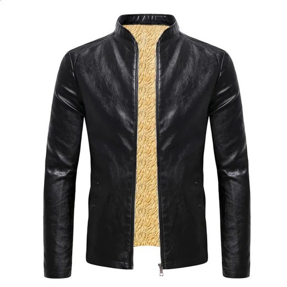 2023 Winter Fleece Leather Jacket Men PU Faux Warm Suede Fashion Stand Collar Casual Solid Motorcycle Jackets Coat 250110