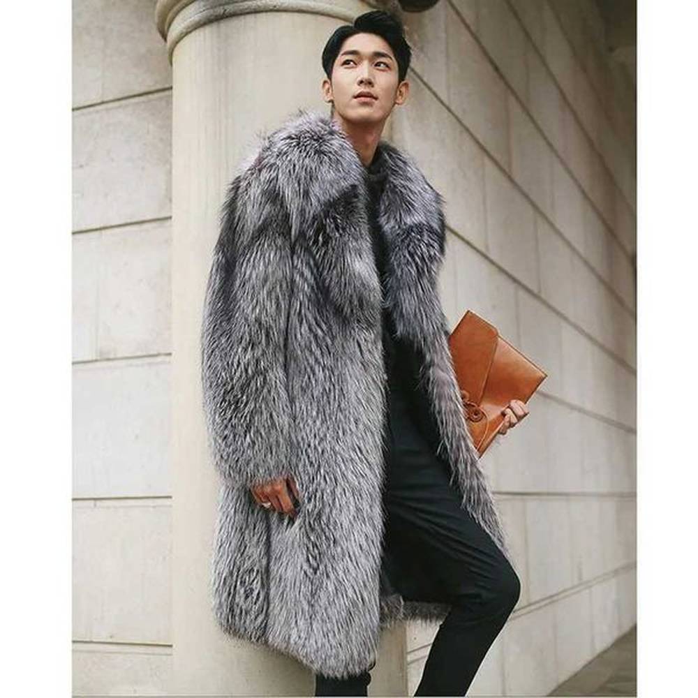 Winter Fluffy Lamb Coat Mens Fur Coat Mid-length Faux Fur Jacket Luxury Brand Long Sleeve Warm Windproof Outerwear Thicken TopsX241102