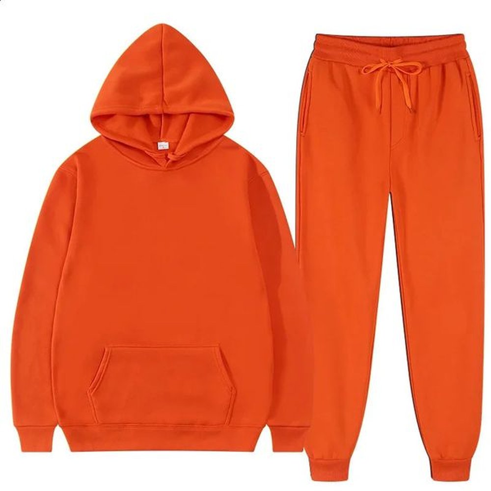 Winter Hoodie Set Mens Fashion Wool Red Hoodie Black Pants Casual Set Sportswear Womens Zipper 241227