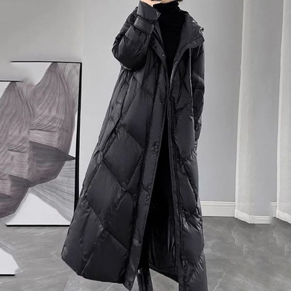 winter inflatable jacket womens long warm down cotton korean