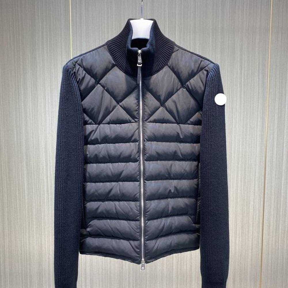 winter jacke mens puffer jacket designer sweater jacket men embroidered badge stand collar wool knit patchwork down jacket winterjacke mens