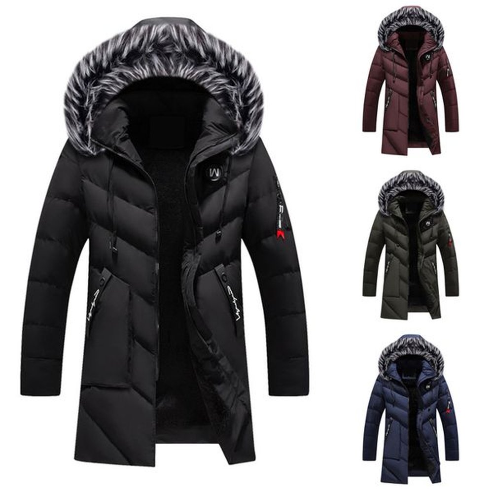 Winter Jacket Men Fashion Fur Hooded Male Parka Jacket Mens Solid Thick Jackets Cotton Coats Man Fleece Parkas Windbreaker