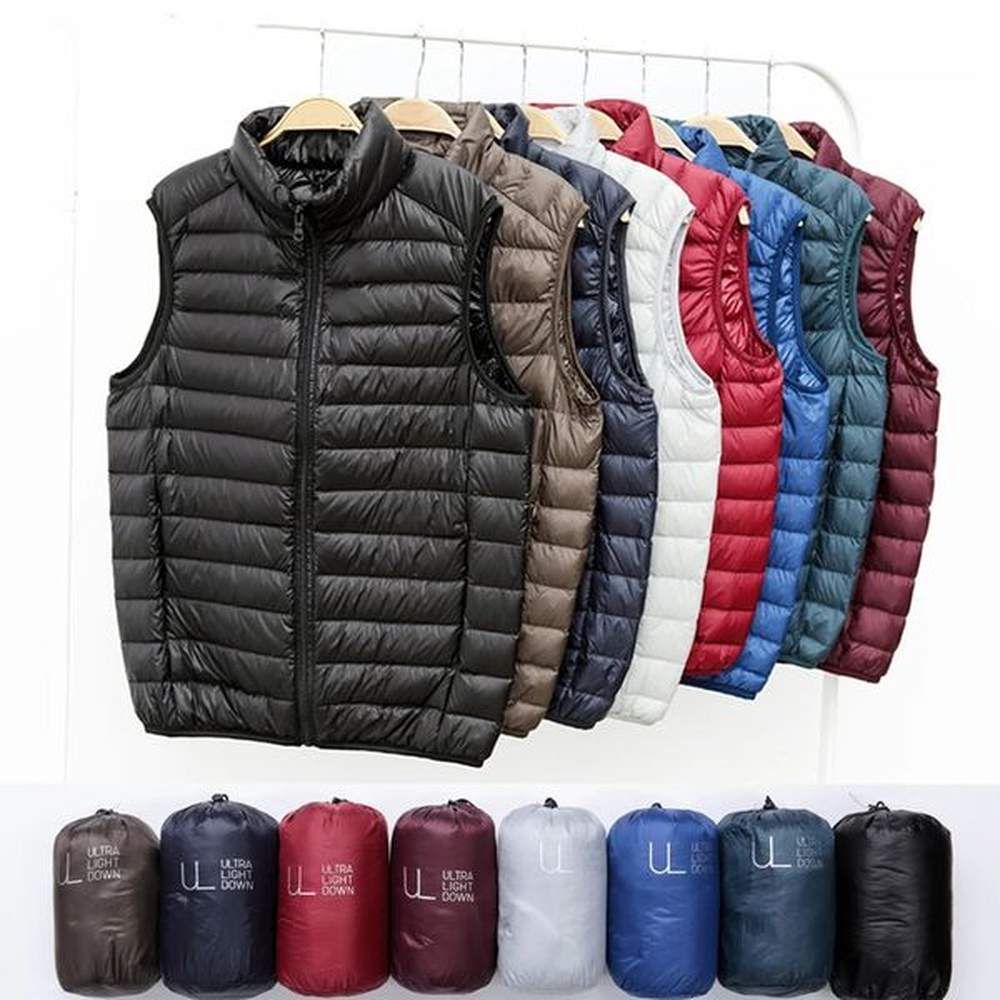 Winter Men White Duck Down Vest Ultralight Sleeveless Jacket Fashion Stand Collar Large Size Loose Male M5XL 241125