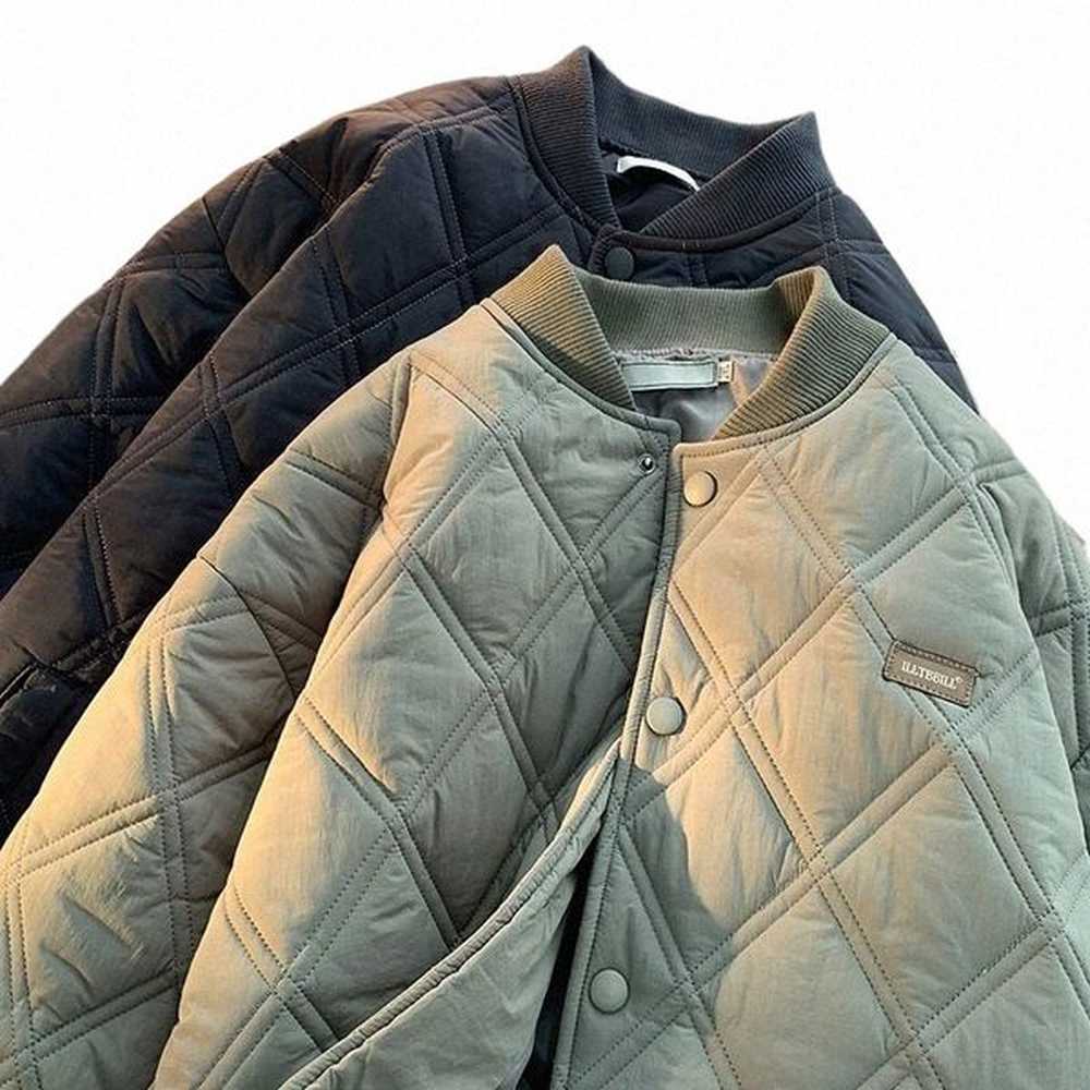 winter Men's Jacket Stand Collar Thicken Butt Windproof Baseball Jackets Casual Solid Warm Couples High Street Padded Clothes n8oo#