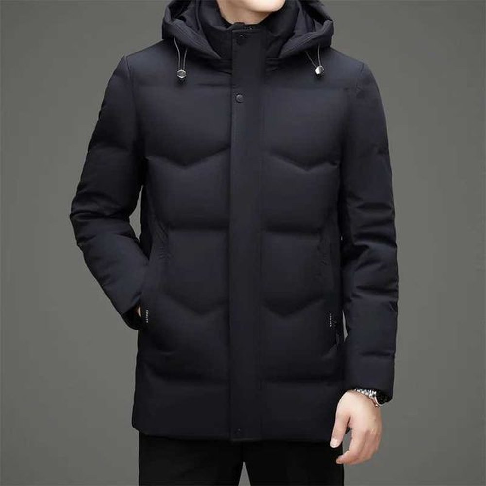 Winter mens navy blue and white down jacket inflatable park with detachable cover design inflatable basic jacket mens hot lightweight coat 2