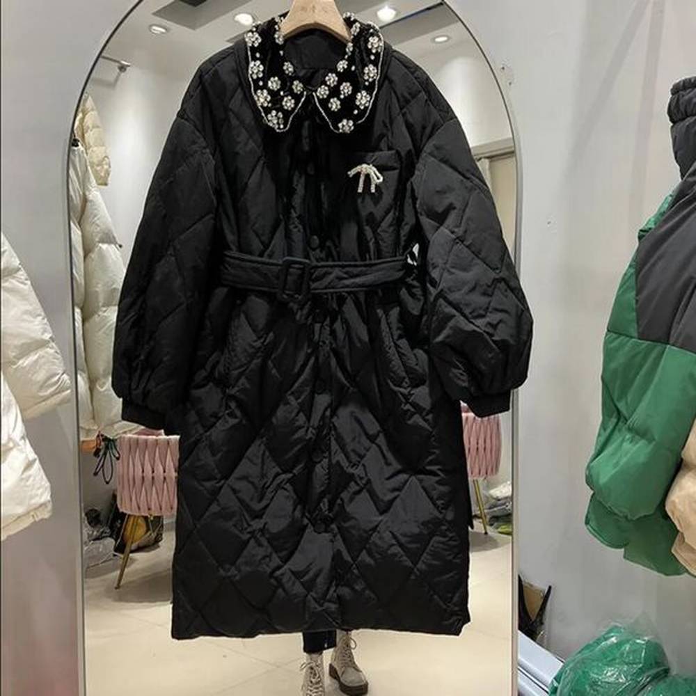 winter mium new down coat womens mid length fashion waistband