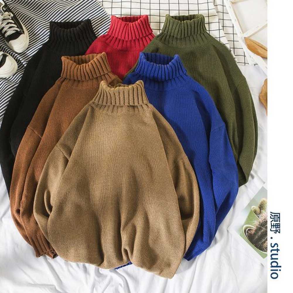 winter new high collar solid color mens fashion youth versatile