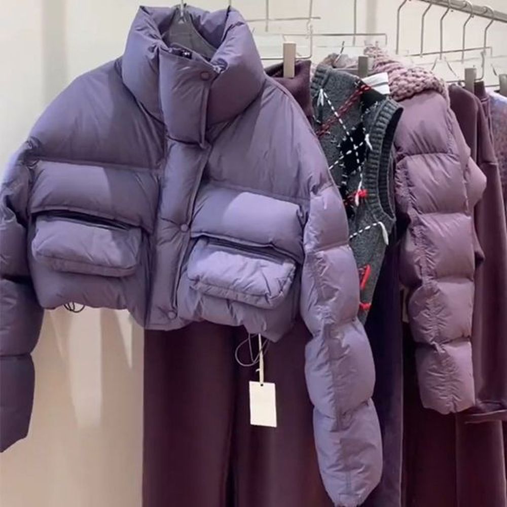 winter new stand collar short bread puffer jacket women loose