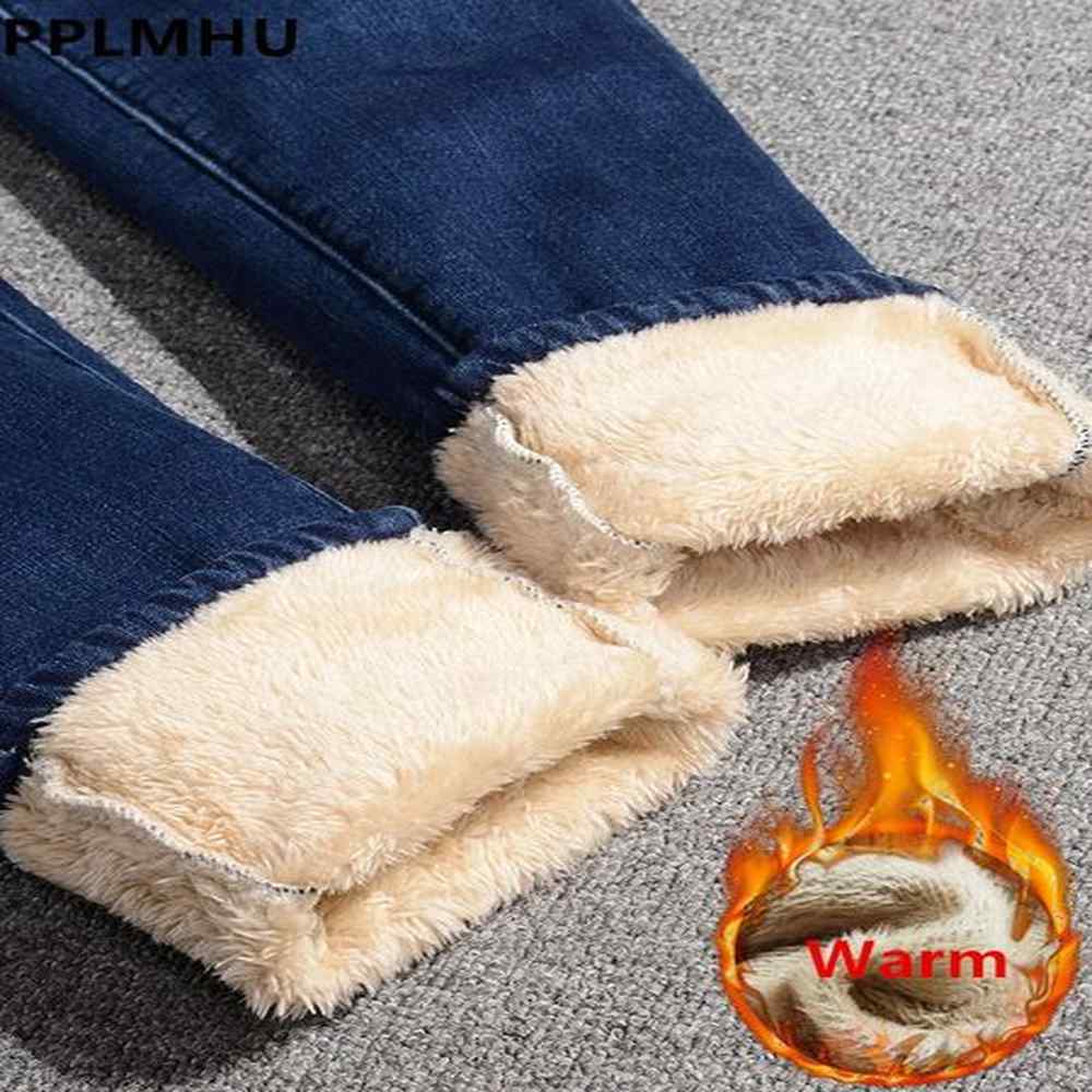 winter pencil jeans women thicken lamb fluff skinny denim pants