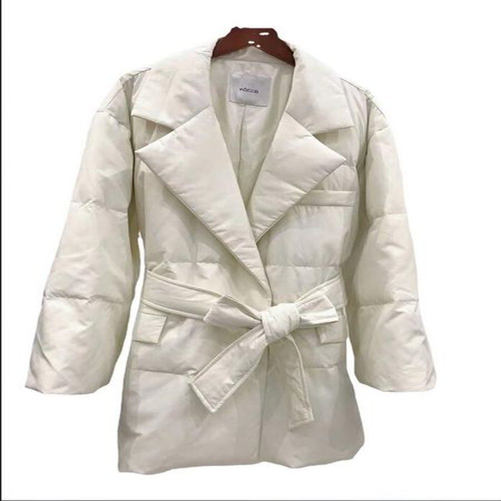 winter polo collar waistband editon suit collar white goose down