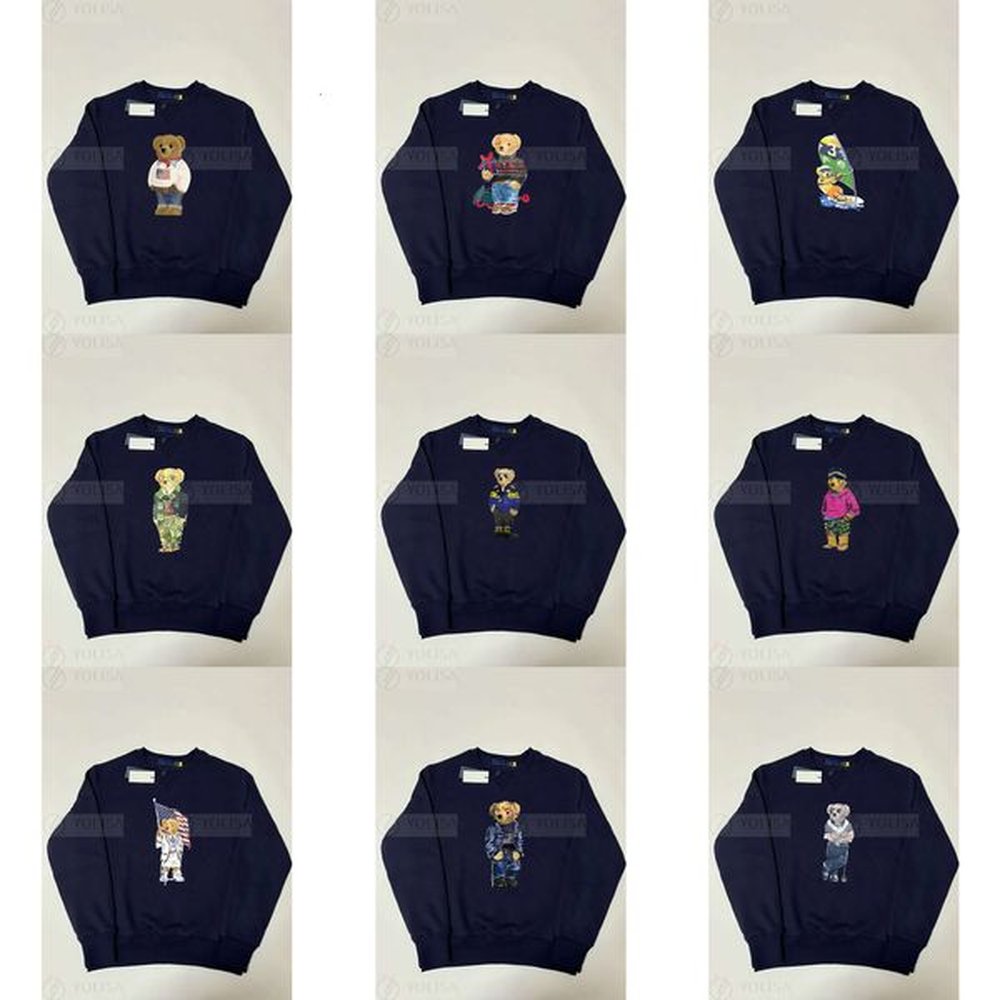 Winter RL Womens Ralphlys Laurent Sweaters Laureen Fashion Cartoon Embroidery Bears Cotton Sweater Top Quality Versatile Casual Long Sleeve