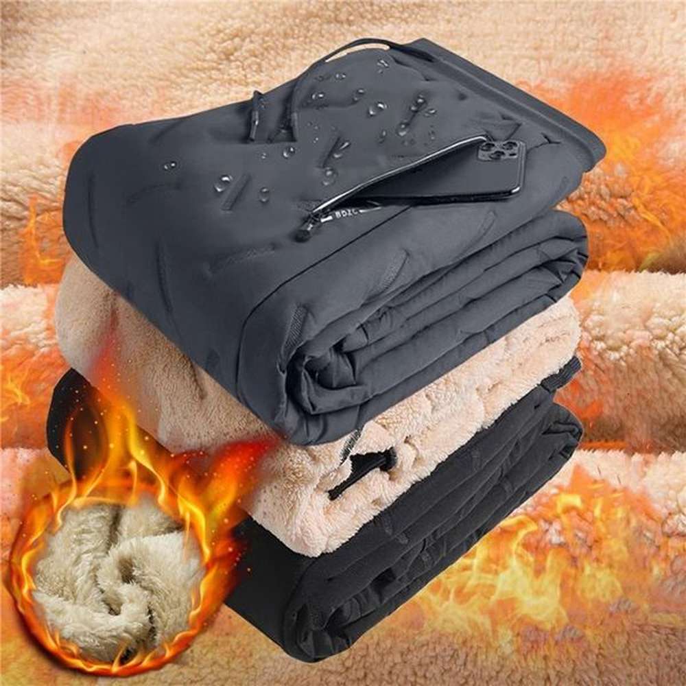 Winter Sweatwear Men Plush Thick Fleece Sweatpant Lambswool Thermal Trousers Casual Pants Waterproof Windproof Warm Cotton 241126