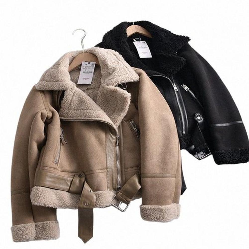 winter thick parka warm suede lamb fur jacket women faux