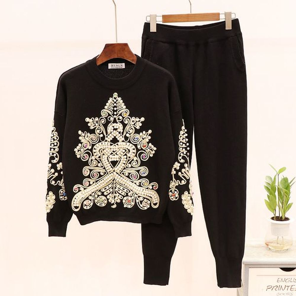 winter tracksuits for women beaded sweater knit