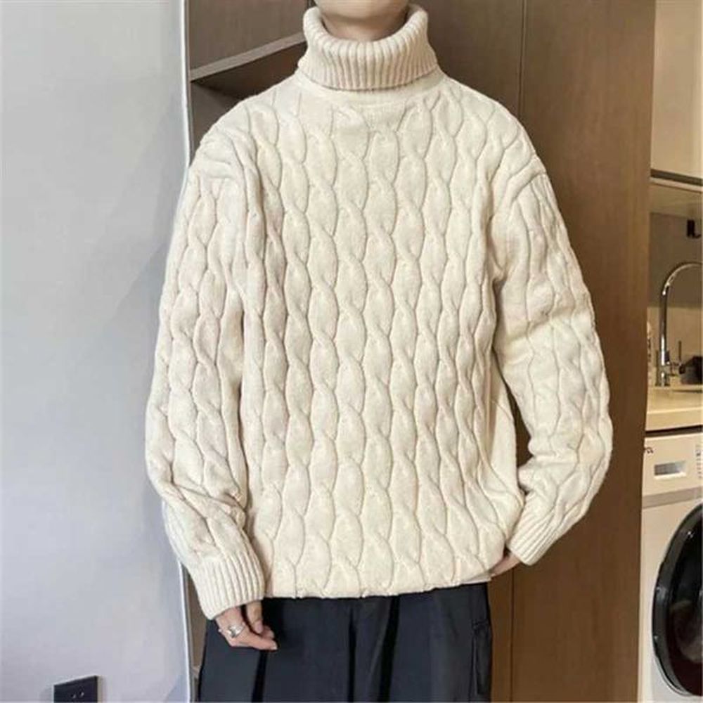 Winter Turtleneck Sweater Men Knitted Thick Warm Pullover Mens Warm Solid Color Loose Casual Sweaters Male Daily Clothing 5XL LX241015