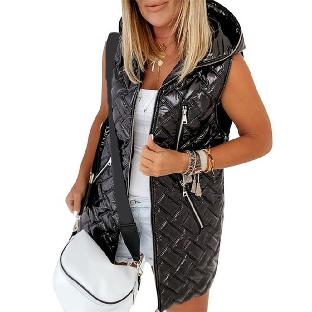 winter warm vest jackets solid colour long hoodies coats women