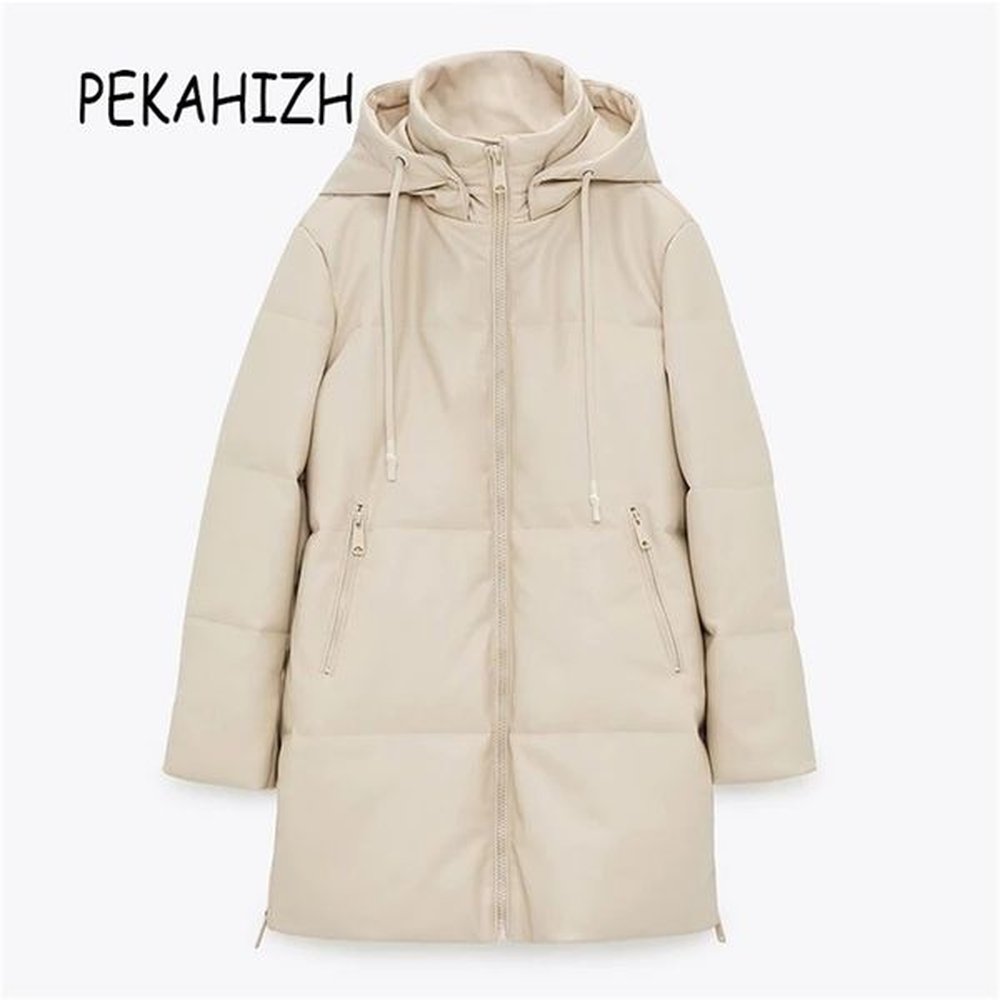 winter women fashion slim oversize jacket coat vintage pocket hat