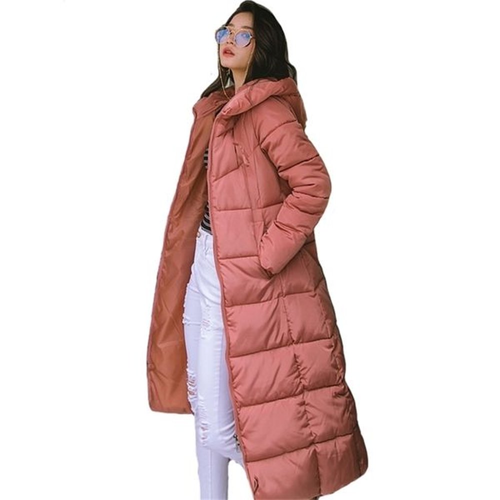 winter women jacket xlong hooded cotton padded female coat high