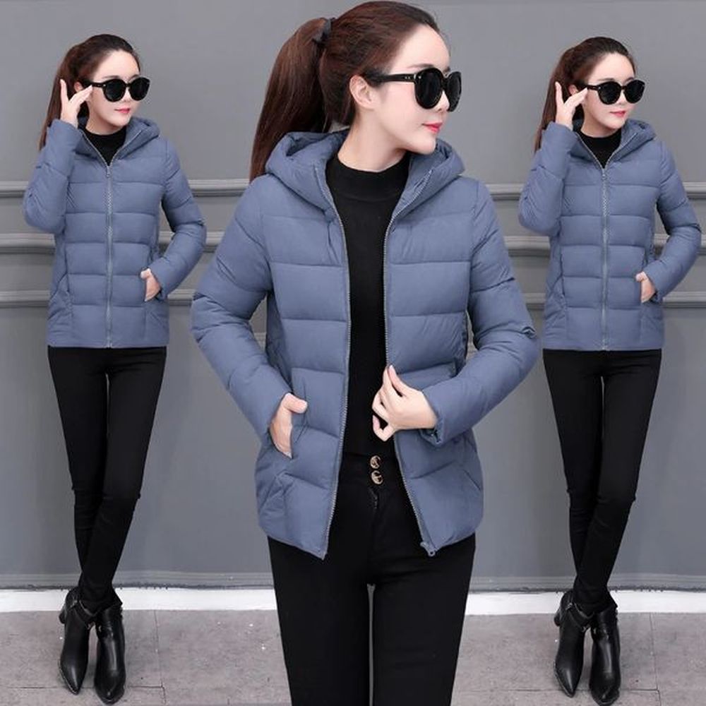winter women light down cotton hooded jacket warm loose