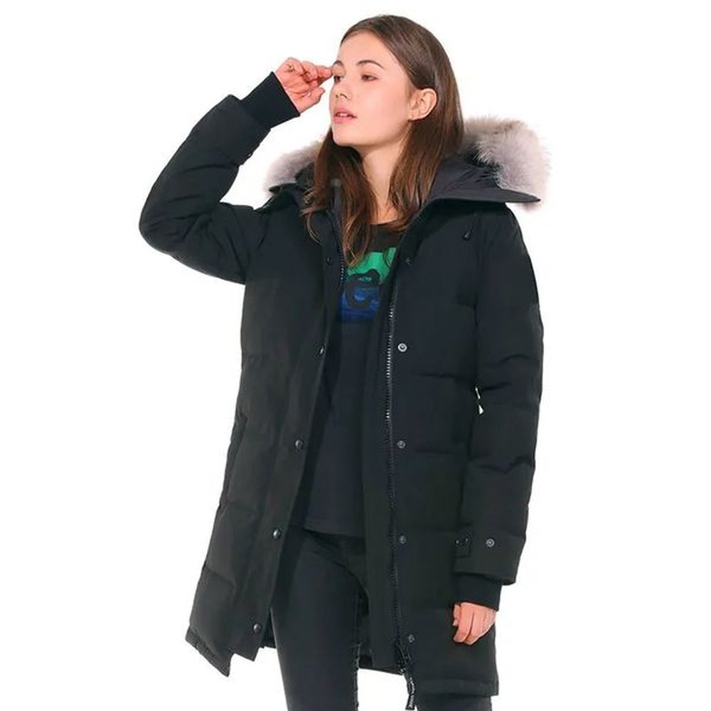 winter women parka designer wolf fur thick warm fur removable