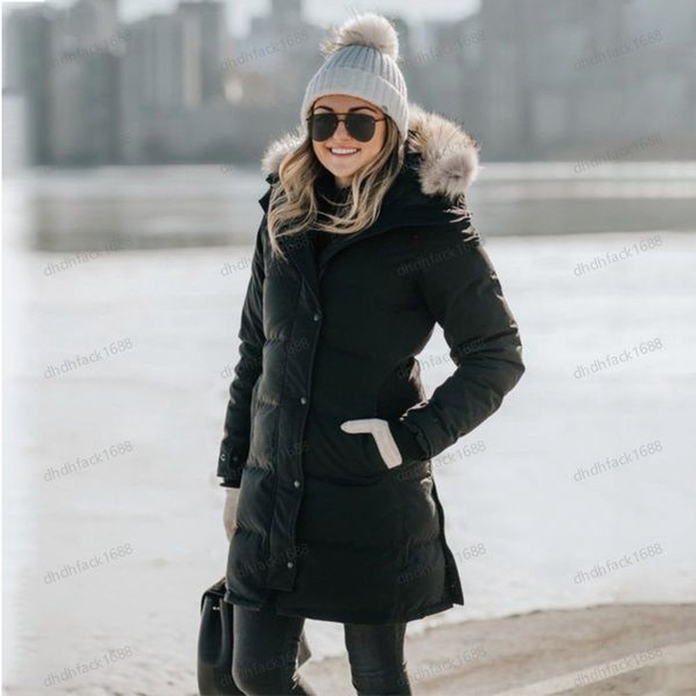 winter women parka wolf fur long thick removable hooded designer