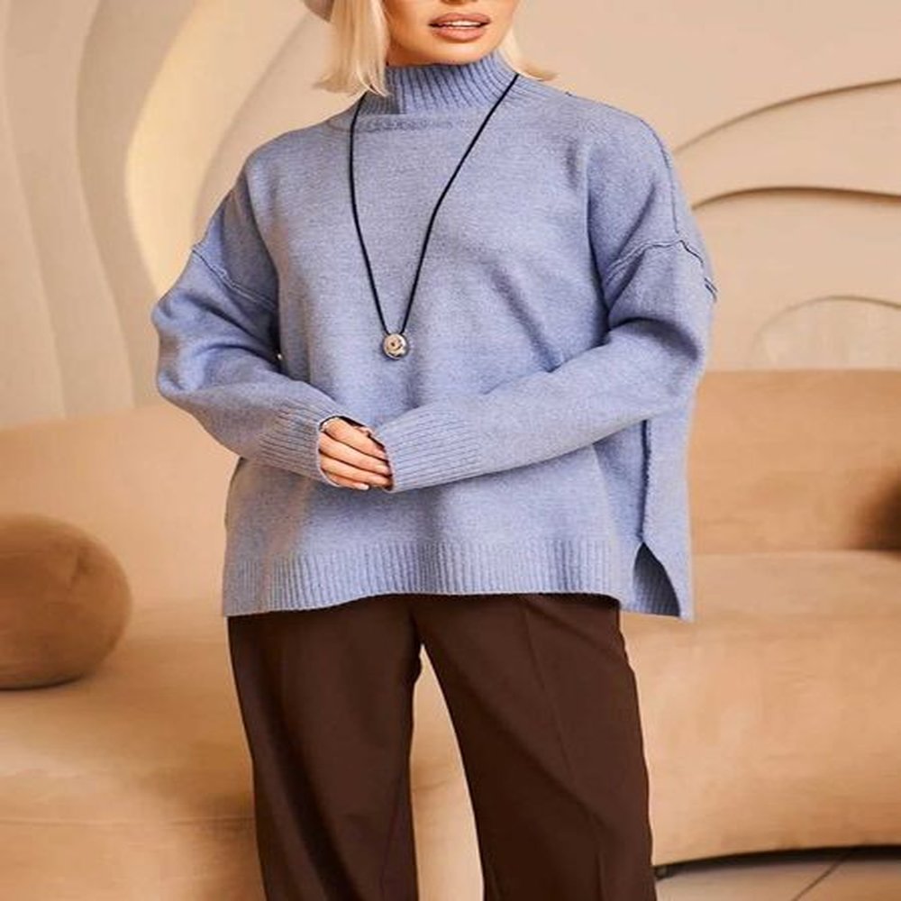 winter womens turtleneck sweater with wool warm oversized knitted