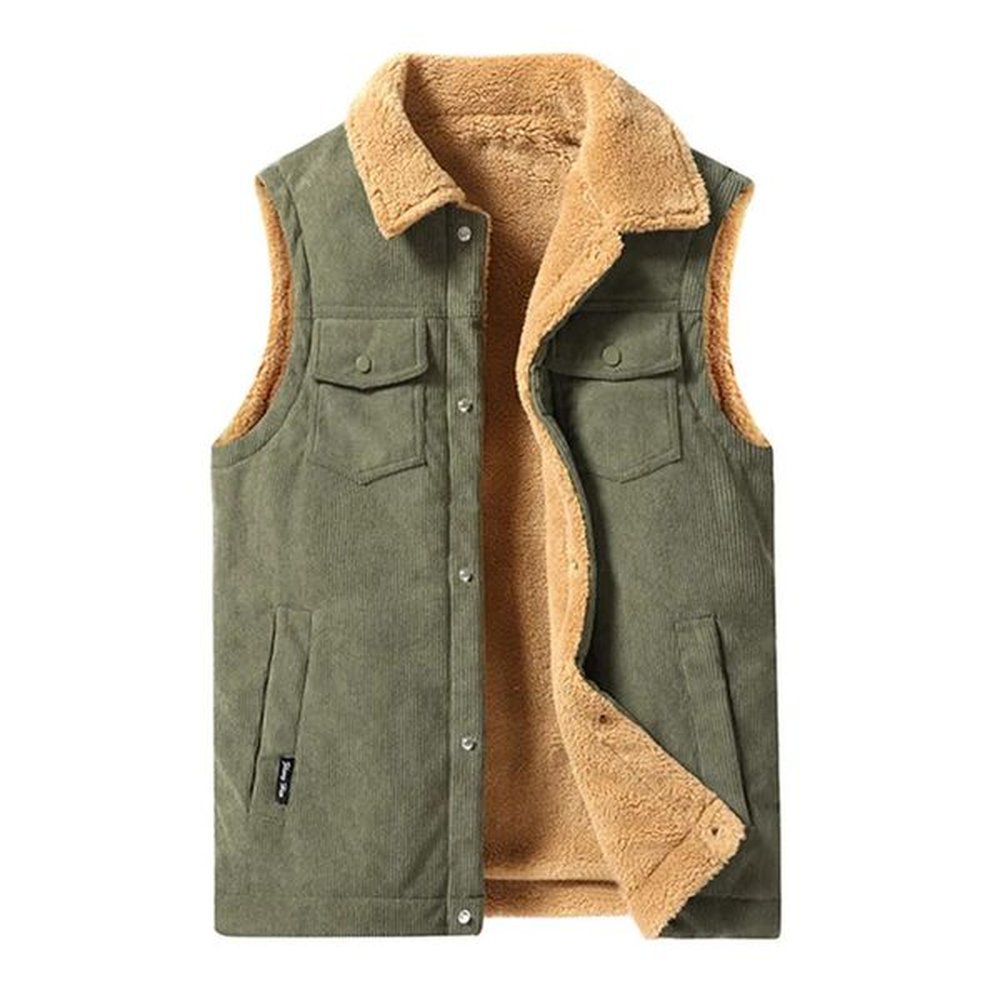 Winter wool warm vest mens winter jacket thick Corduroy cashmere waist coat casual sleeveless jacket mens jacket 241206