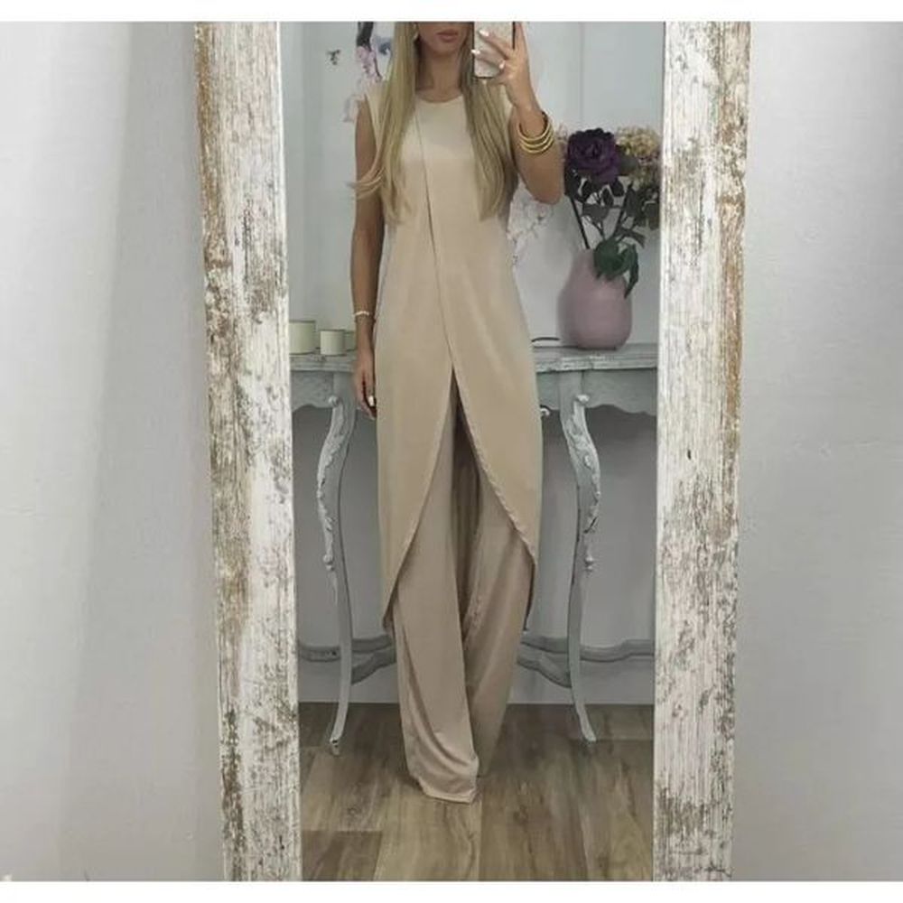 woman casual sleeveless loose tops pants set temperament commuting female