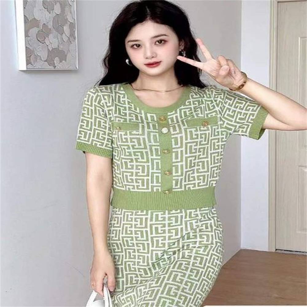 woman t shirt dress knits set striped casual short sleeve