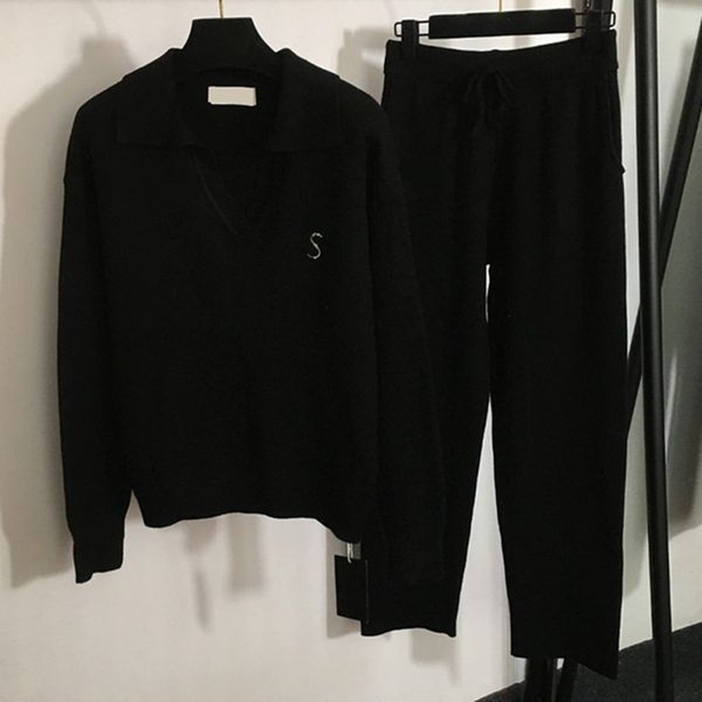 women autumn casual sets knit tracksuits long sleeve knitted sweaters