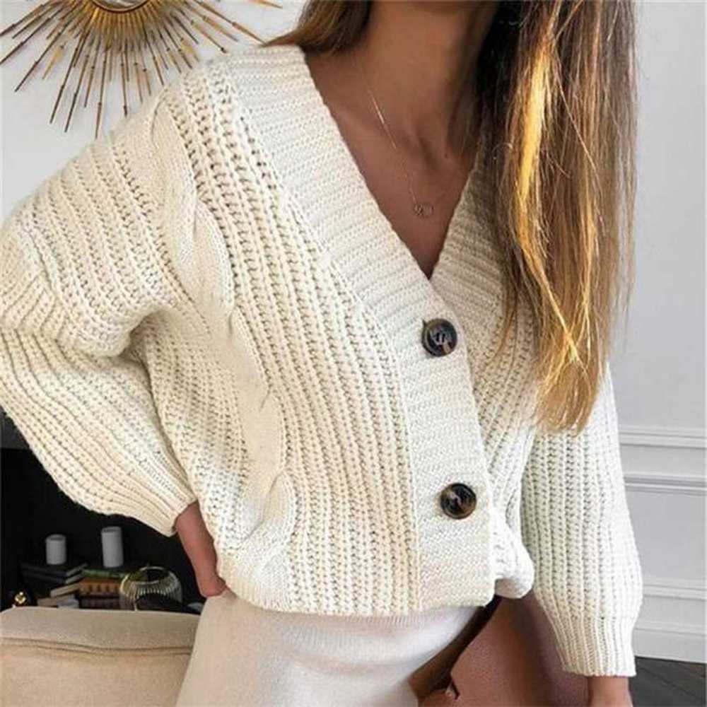 women autumn knit sweater cardigan female casual long sleeve button