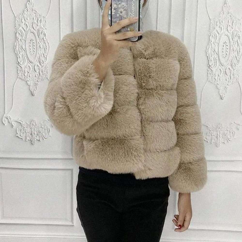women autumn winter high quality fluffy short coat faux fox
