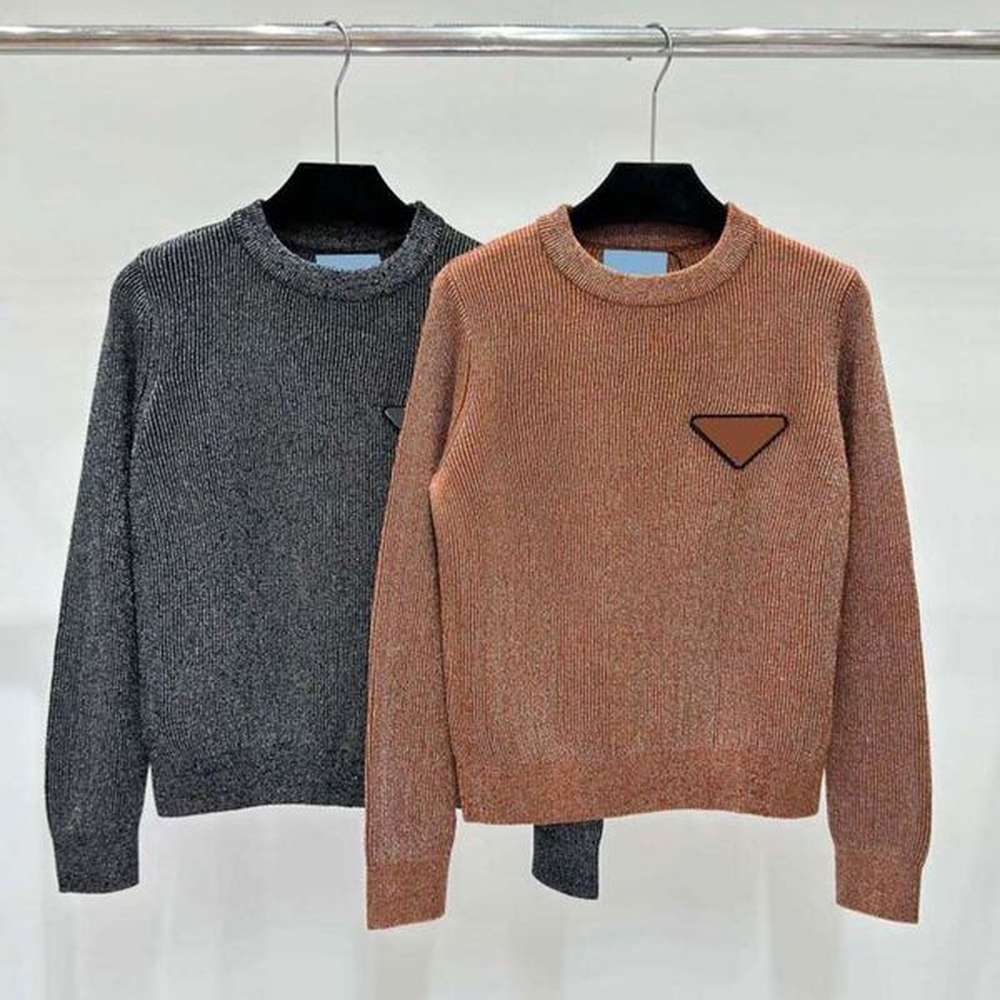 women autumn winter sweaters designer metal badge knitwear pullover long