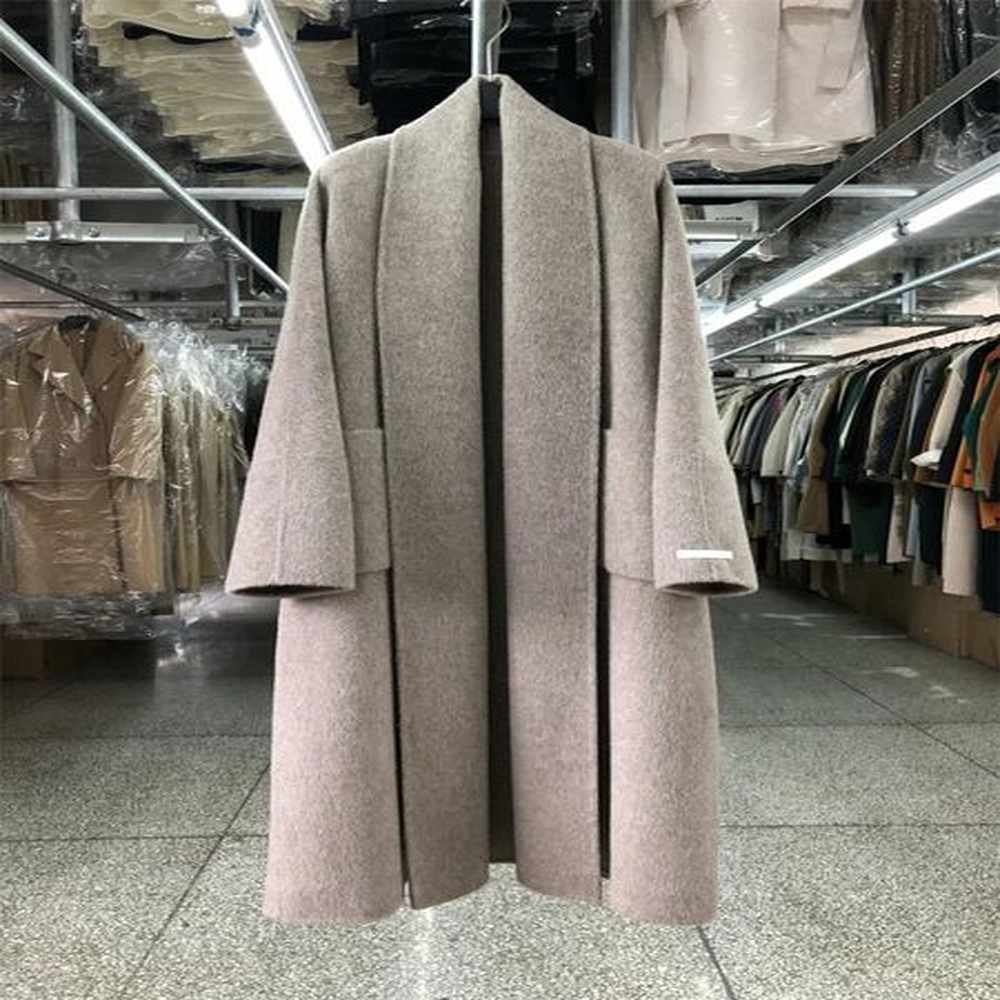 women bathrobe style double sided wool coat loose big turndown