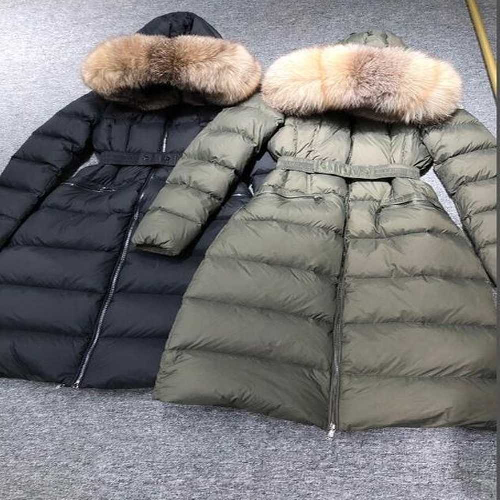 women big real raccoon fur hooded down coat xlong