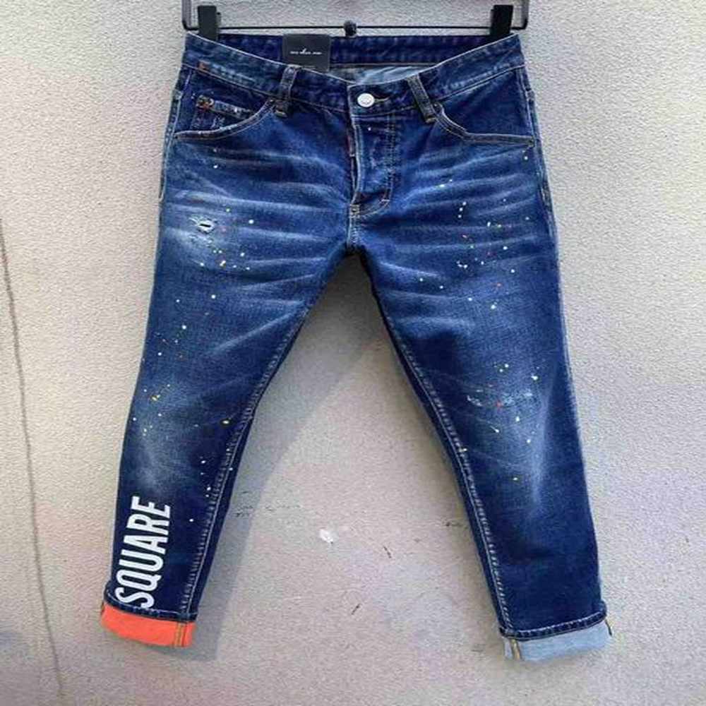 Women Black Stacked Pants Men Skinny Designer Jeans Vintage Wash Solid Blue Straight Fit Long Casual Denim Trousers Spring Summer Streetwear