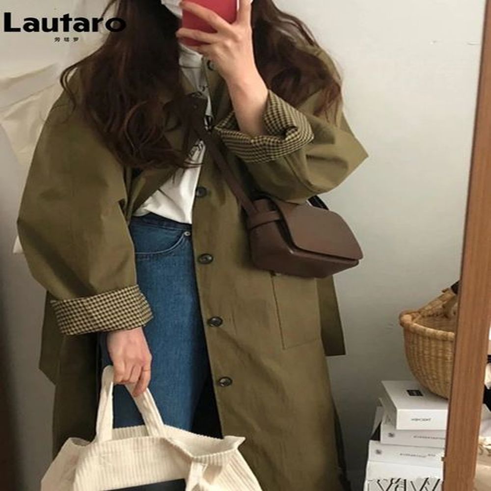 women blends lautaro spring autumn long loose casual chic trench