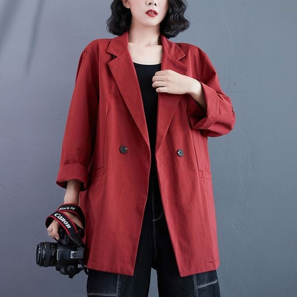 women casual cotton blazer jackets new autumn korean style vintage