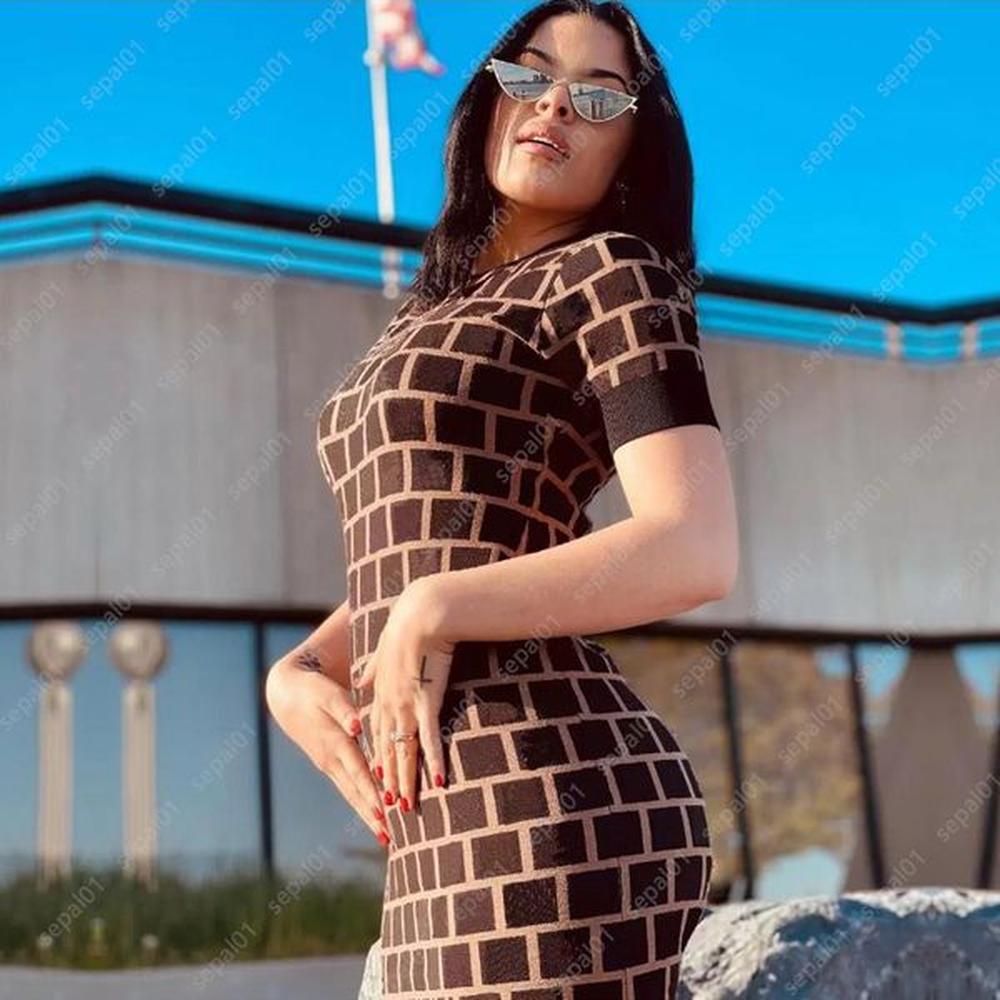 women casual dresses classic knit dress fashion letter pattern summer