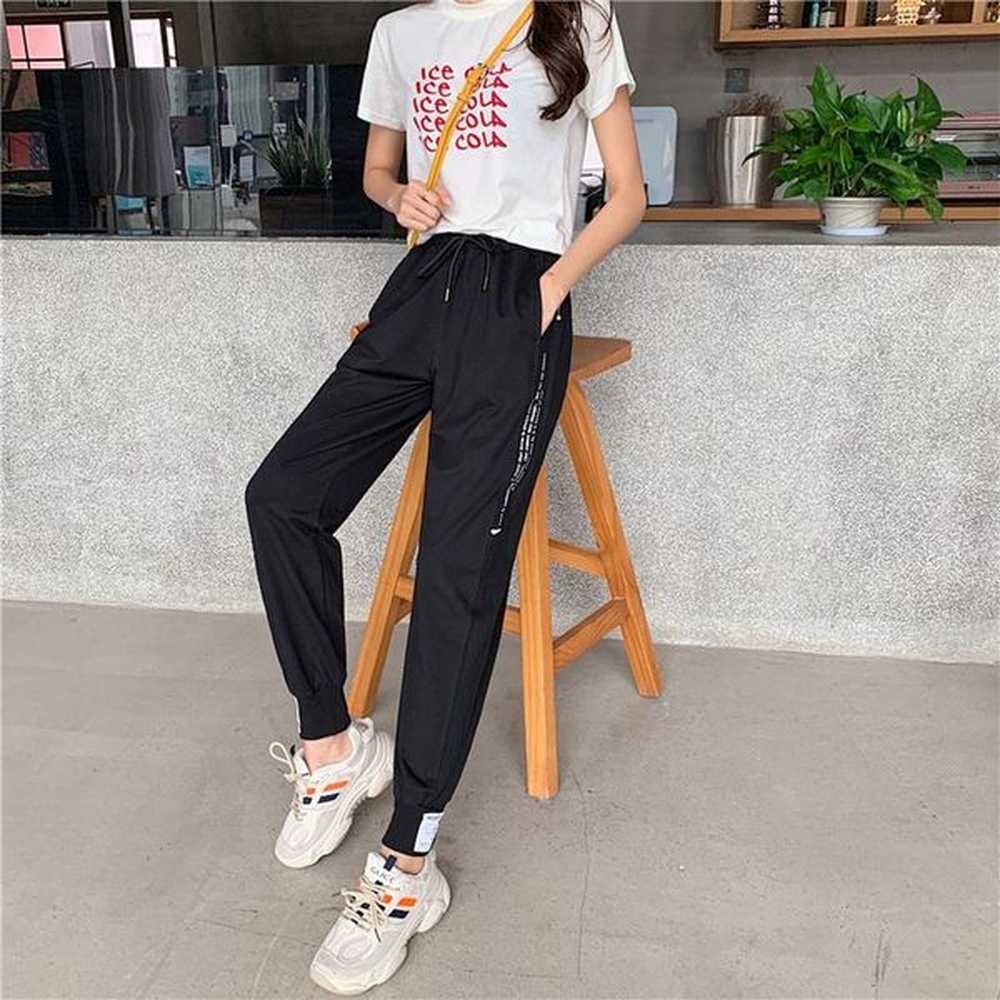 women casual pants sport streetwear running jogging loose femme trousers