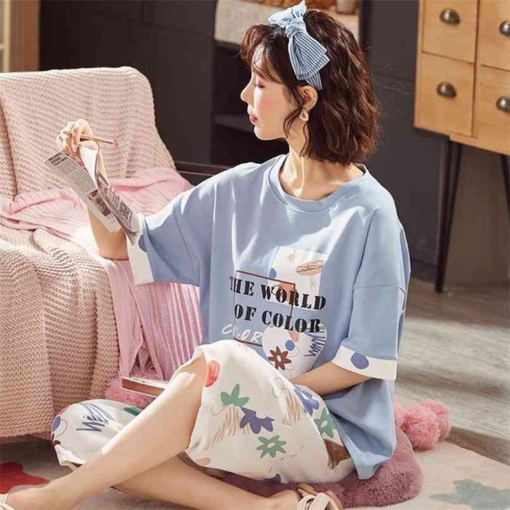 women clothes for summer pajamas sets oneck sleepwear lovely rabbit