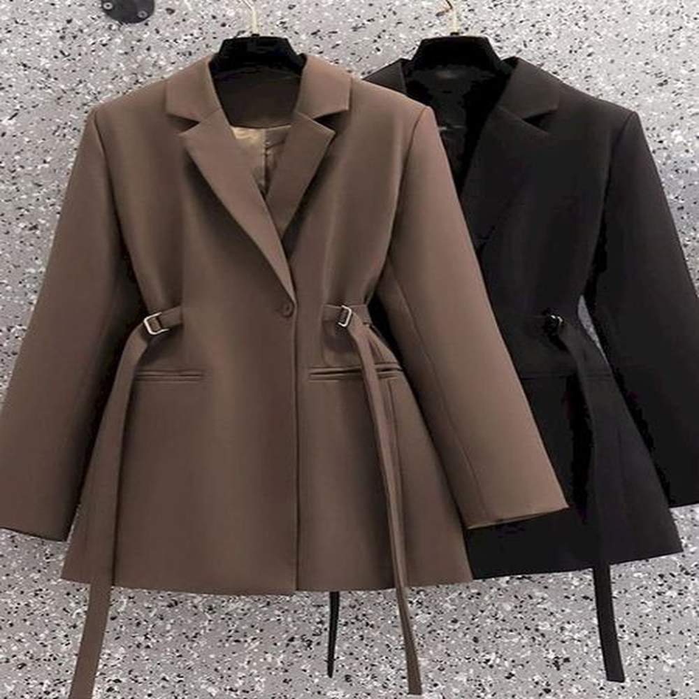women coats fashion chic slim waist women solid blazer elegant