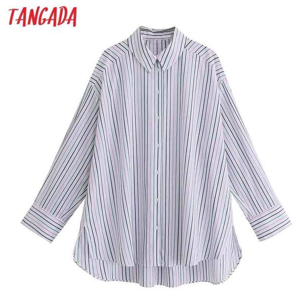 women color stipred shirts long sleeve turn down collar elegant