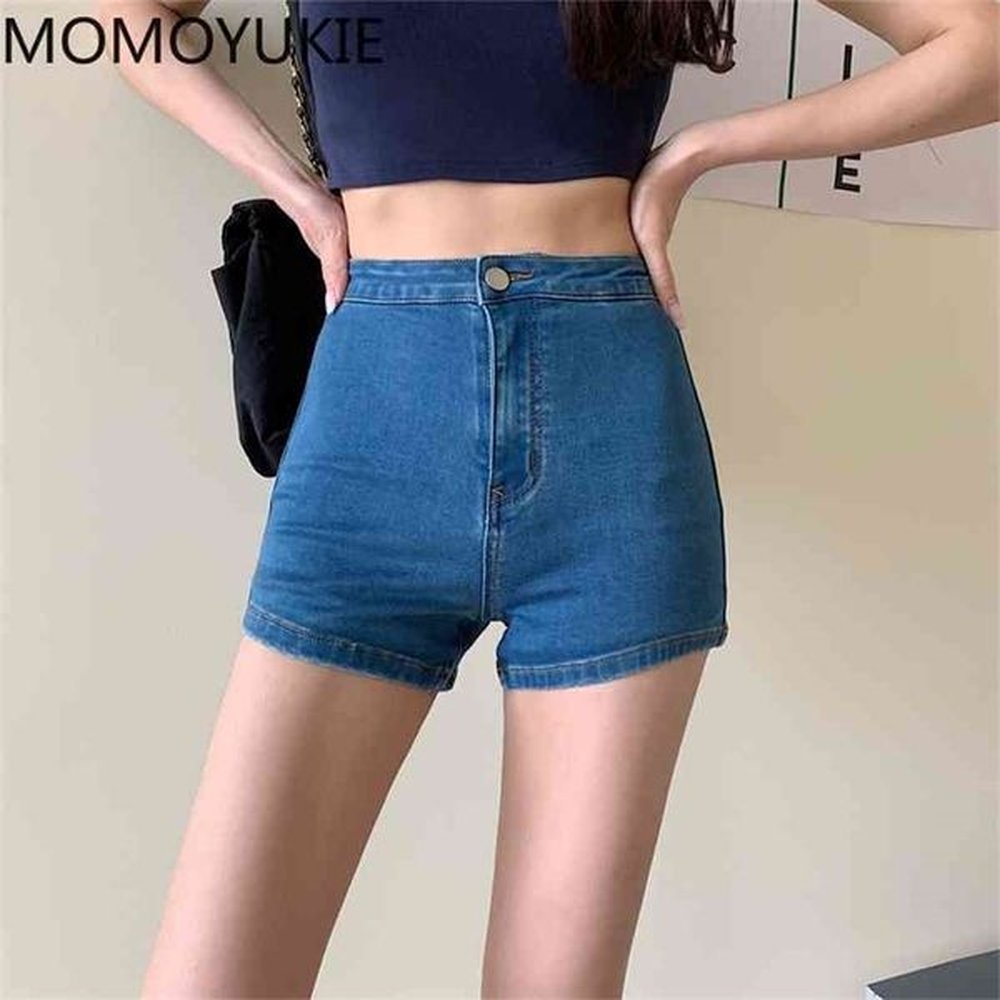 women denim shorts stretch slim push up hips elastic cotton