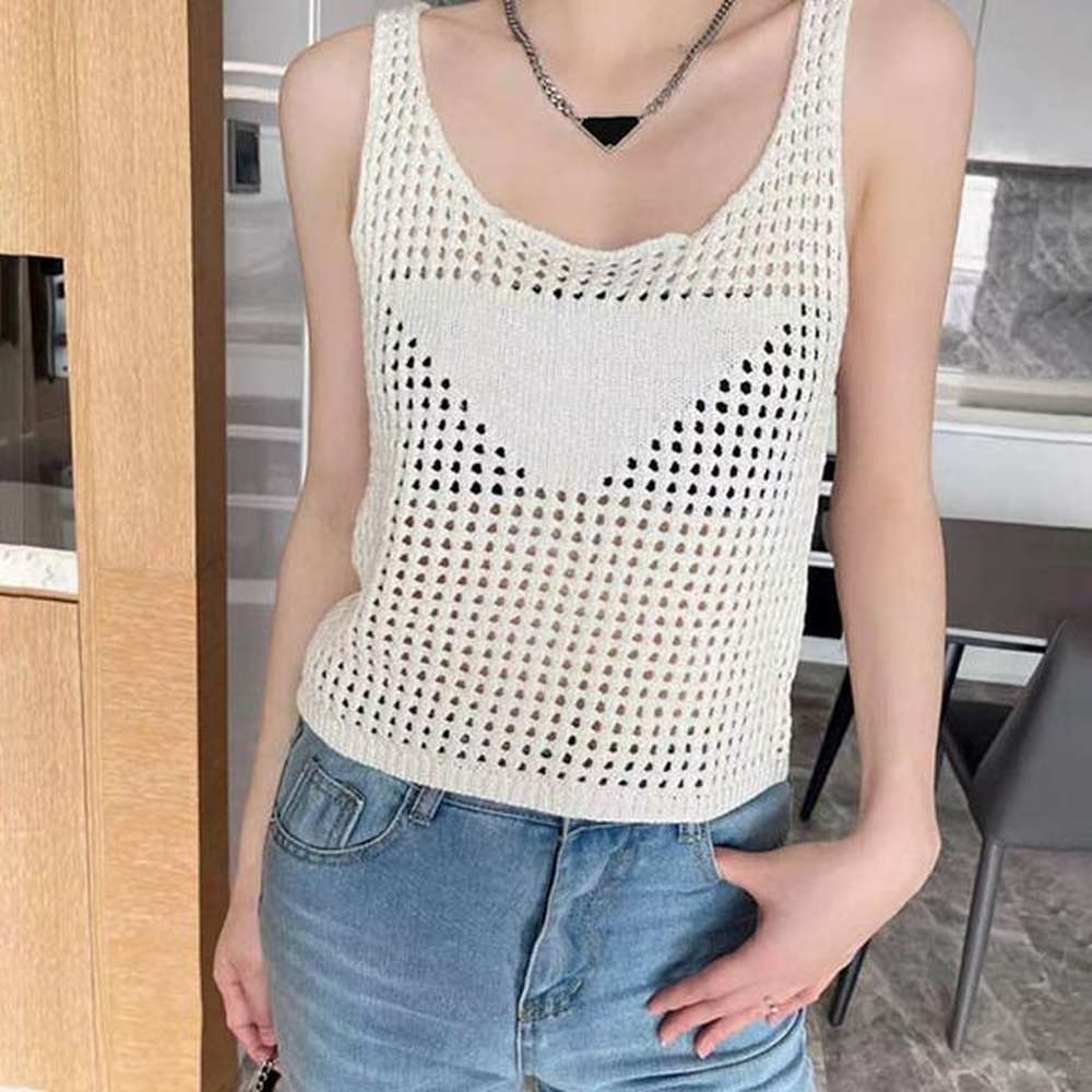 women designer knits summer sexy tanks vest tops triangle badge