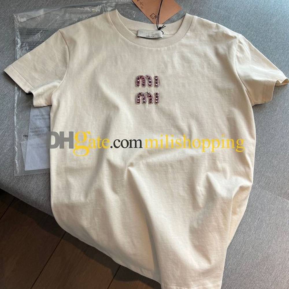 women designer tees beaded letter bow shortsleeved tshirt tops party
